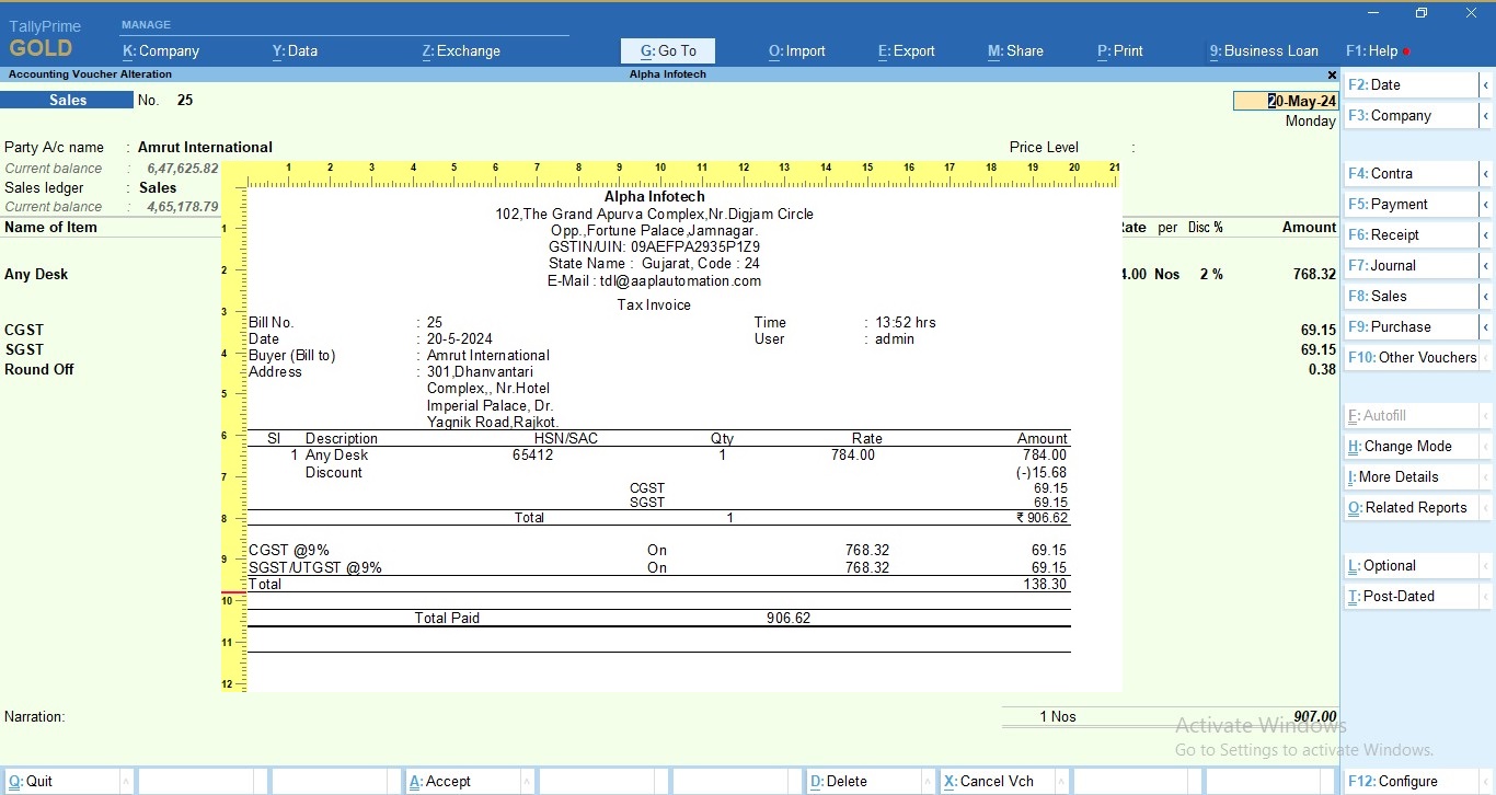 POS Type Print in Normal Sales Voucher